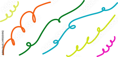Multicolored abstract lines on white background