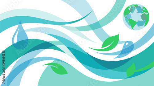Eco Friendly Vector Concept with Earth and Clean Energy Waves