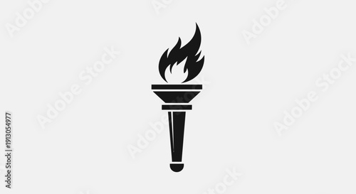 Black torch with flame on top.