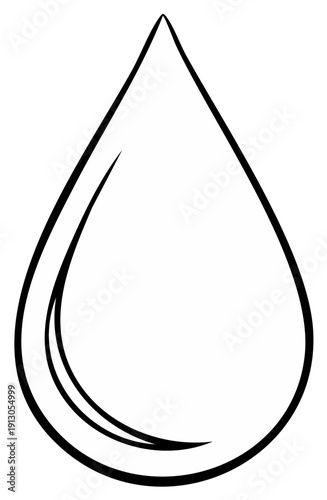 Single Clear Water Drop Outline with Reflective Glint