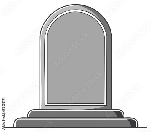 Simple Gray Gravestone Tombstone Monument Illustration for Obituary or Halloween Theme