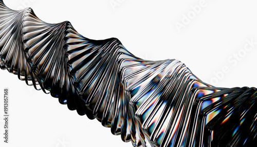 Bild auf Leinwand Abstract metallic spiral pattern reflective modern dynamic art isolated white ba