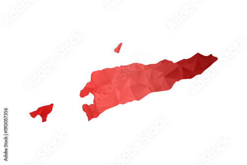 Timor Leste Map - Polygon Style Vector Illustration in Red Gradient, Low Poly Geometric Design, Isolated on White Background, Perfect for Infographics, Reports, and Educational Materials.