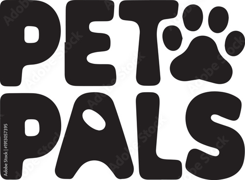 Pet pals text with paw print icon