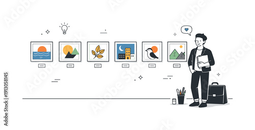 Art Exhibition Showcase. A professional artist exhibiting their