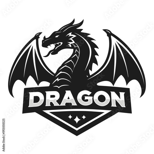 Black Dragon Mascot Logo Vector Illustration 