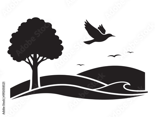 Dynamic clean nature tree set for beautiful modern environmental graphics