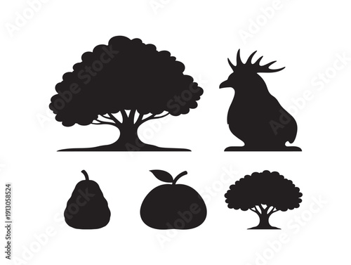 Simple clean nature silhouettes with pure and uncluttered tree shapes