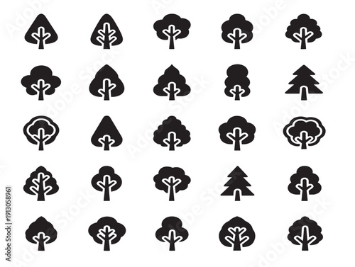 Stunning tree icon silhouette pack for gorgeous versatile design use