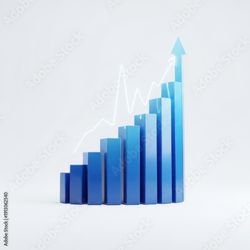 Ascending bar graph with an arrow, representing growth on a plain background Free Download Ascending bar graph with an arrow, representing growth on a plain background - GFXLoad