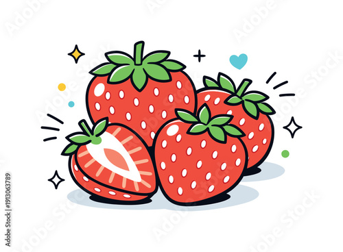 Strawberries close up. Ripe strawberries shown in a clean close-up view, highlighting their rounded shapes and fresh texture. The scene feels