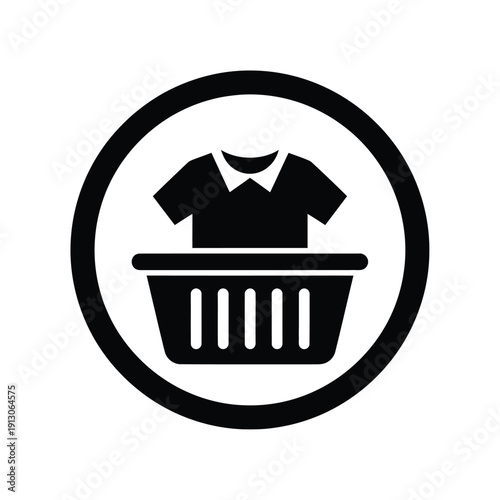 Vector illustration icon black laundry basket icon with shirt inside