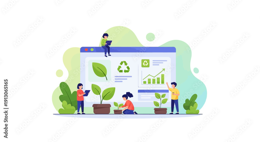 Fototapeta premium Children Discovering Nature Using Digital Dashboard