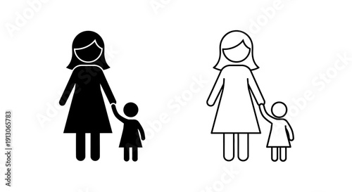 Two mothers with children holding hands, family love, parenting, bonding, togetherness Vector