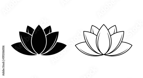 Black and white lotus flower design vector illustration Vector