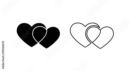 Minimalist heart icons set, simple love symbols, modern graphic design elements Vector
