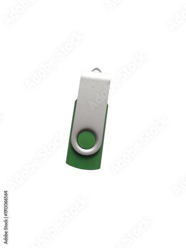 Green and white usb flash drive