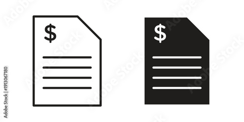 Bank statement icon in black stroke eps vector graphic