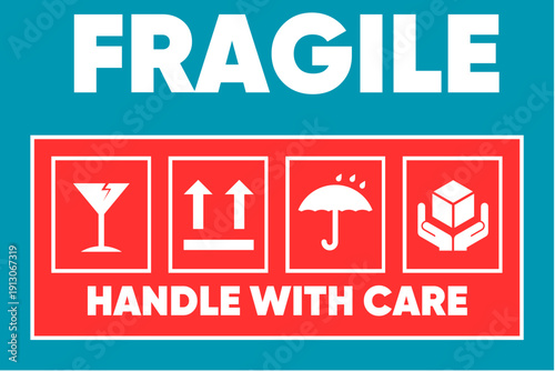 Fragile Handle With Care International Shipping Warning Label