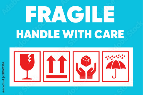 Fragile Handle With Care International Shipping Symbols Label
