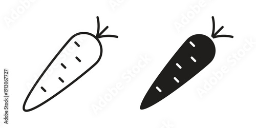 Carrot icon in black stroke eps vector graphic