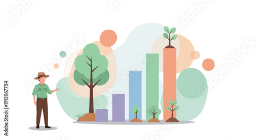 Forest Restoration Data Charts Illustrating Annual Tree Planting Results
