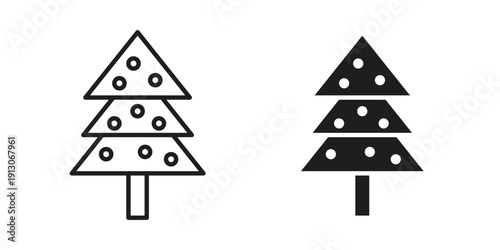 Christmas tree icon in black stroke eps vector graphic