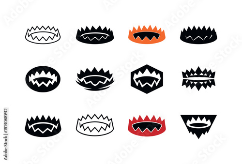 Pit Icon Variations. Pit. Icon set. Set Logo of Pit: trap pit symbol. harmonious logo variations of the same emblematic concept, each with different artistic