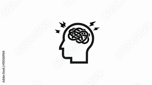 Shaking Head Anxiety Symbol Line Icon Vector 2