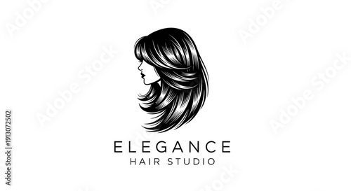 Elegance Hair Studio Logo Design Featuring a Womans Profile.