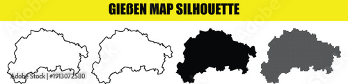 Gieben map silhouette black and white color contour line and dots pattern vector illustration