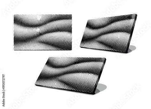    Minimal halftone packaging pattern linear dots A linear dot pattern arranged in soft directional bands is depicted as a single object shown