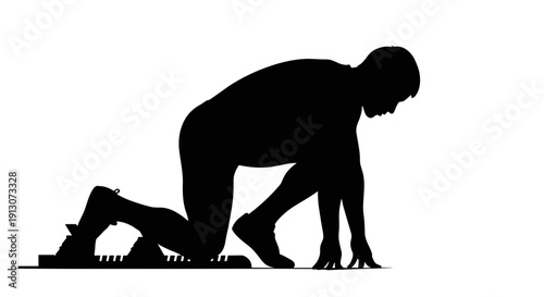 Man in starting block position 1.