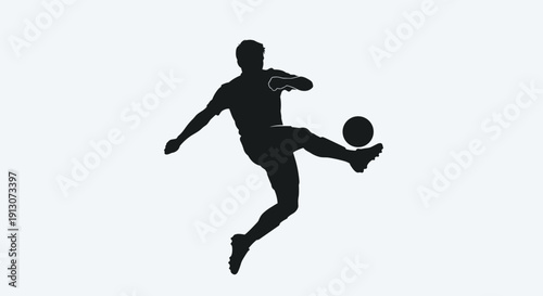 Man Kicking Football Silhouette Action.