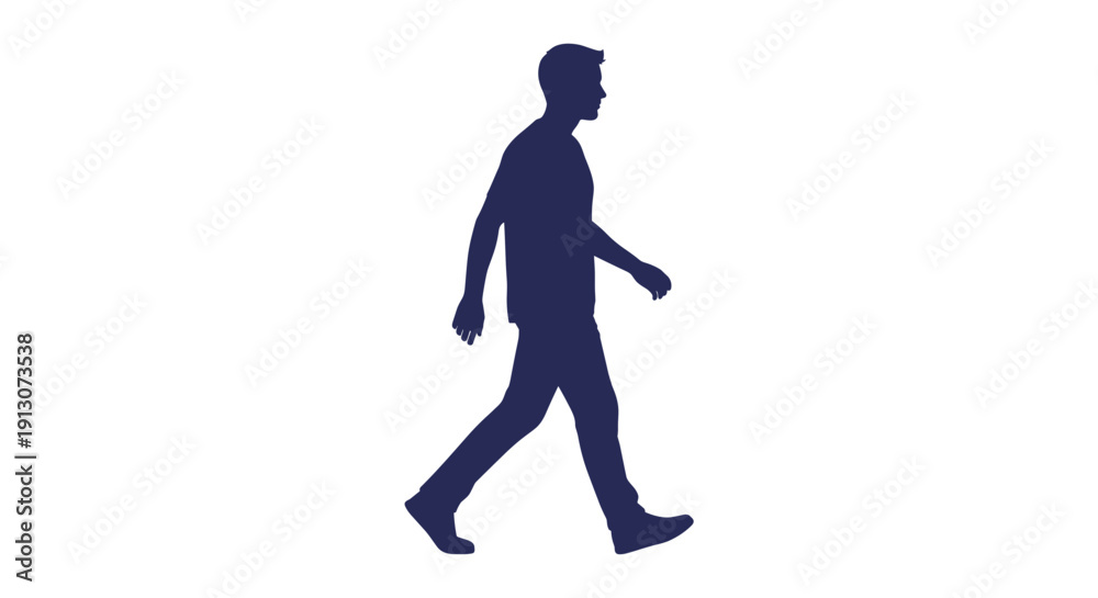 Obraz premium Man Walking Silhouette Profile.