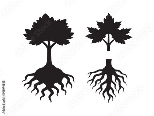 Rustic woodland roots bundle silhouette for stunning environmental projects