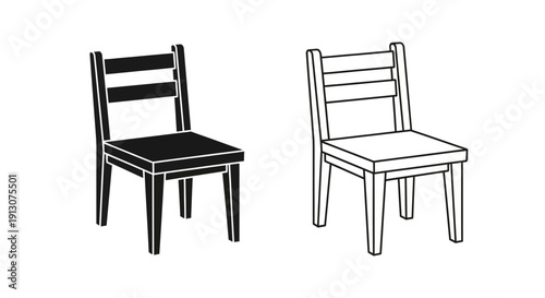 Minimalist chairs, simple design, modern furniture, classic wooden chairs Vector