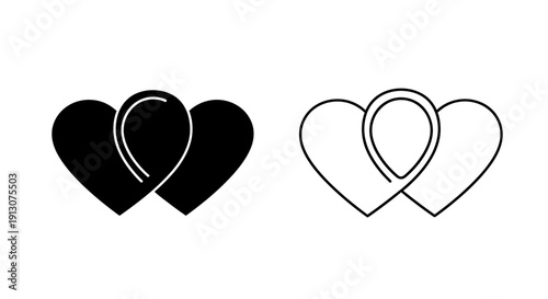 Two hearts overlapping minimalist design vector illustration Vector
