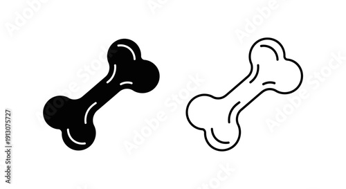 Black and white dog bone icon set, simple and modern design, vector illustration Vector