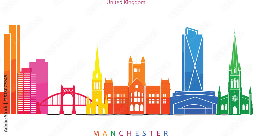 Fototapeta premium WebColorful Melbourne Australia City Skyline Illustration Featuring Flinders Street Station Arts Centre Tower and Cathedral for Victorian Travel Tourism and Creative Business Concept Background