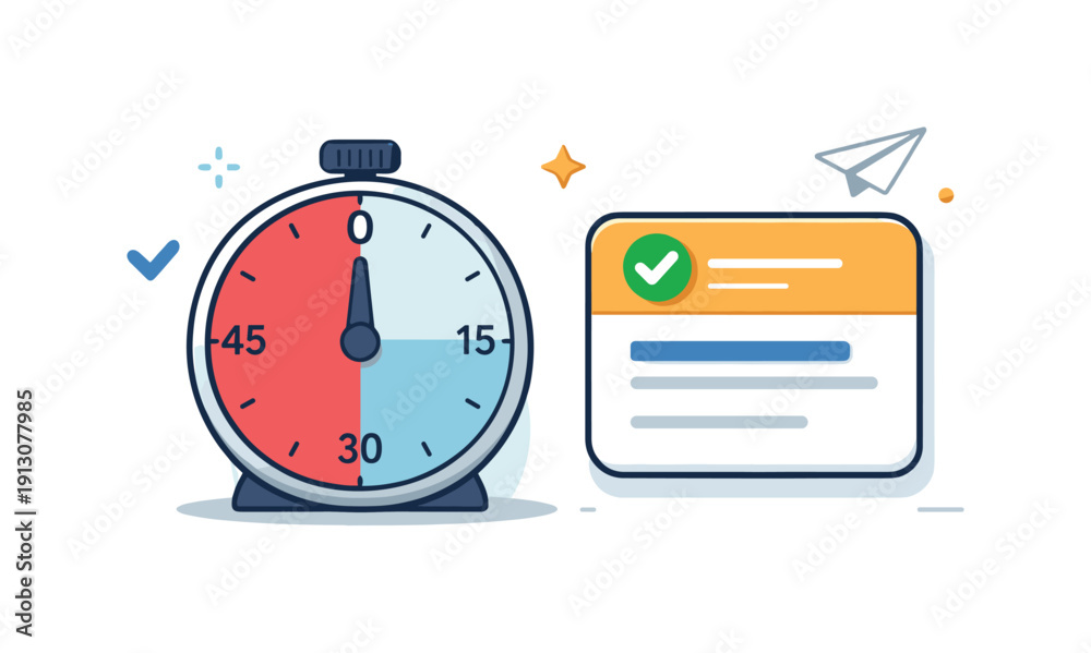 Obraz premium Productivity and time management visualized through a timer beside a single highlighted task card, emphasizing deep focus and