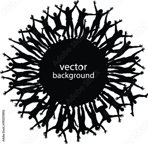 WebCrowd Silhouette Collection of Cheering People at Music Festival Concert Sports Event with Hands Raised Audience Celebration Background Vector Illustration for Commercial Graphic Design
