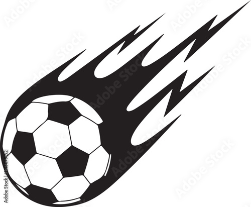 Comet soccer ball with fire trail vector graphic isolated on transparent background