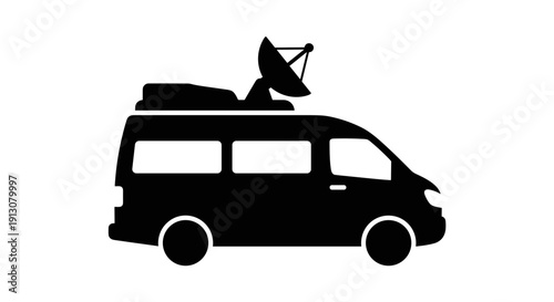 Black silhouette of camper van.