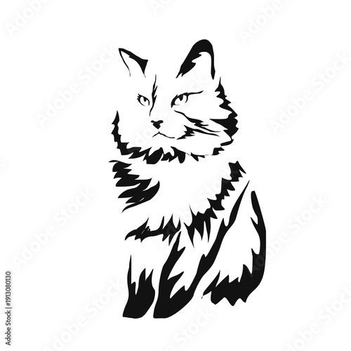 Vector drawing of a dog. Black and white gestalt design of a funny pet. Little doggy. Cute animal illustration. Postcard for International Dog Day. Drawing of an animal in the Gestalt style.
