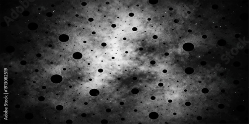 Black and white wall with a black hole and wet metallic texture