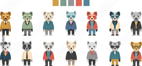 Cartoon animals in business suits.