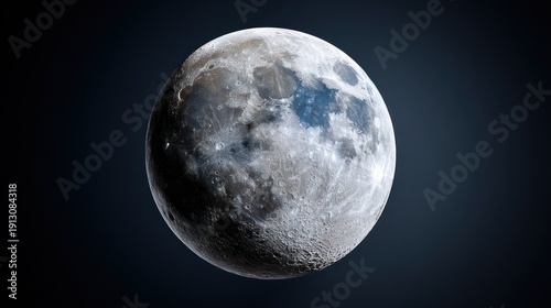 Detailed close up depiction of a celestial body illuminated against deep space darkness