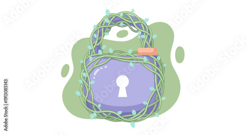 Digital Lock Security Concept with Keyhole.