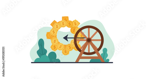 Gear Turning Wooden Wheel Mechanism.